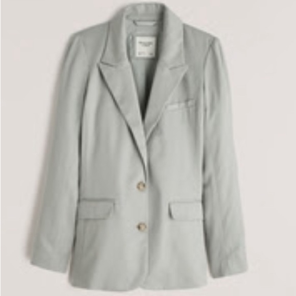Abercrombie Single-Breasted Blazer Light Green